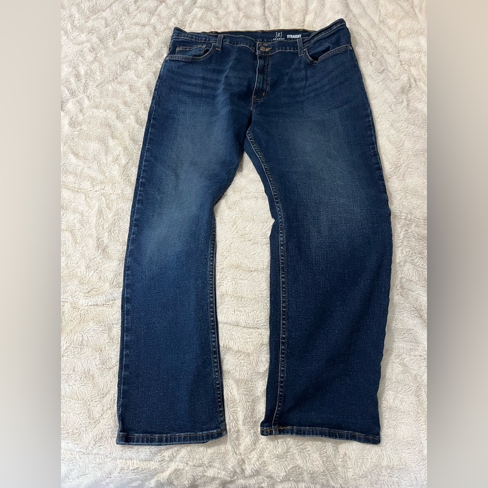 George Men's Relaxed Fit Dark Blue Jeans 40x30